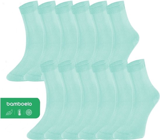 12 paar Bamboe Sokken - Kleurrijke Bamboesokken voor Dames - Bamboe Sokken - Naadloze Sokken - Maat 39/42 - Licht Groen