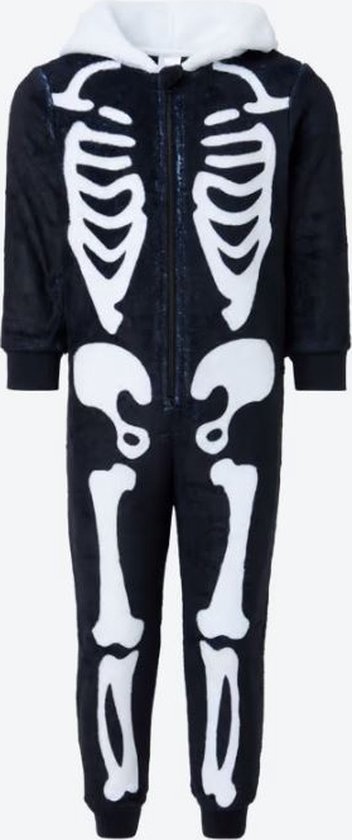 onesie skelet- halloween - mt 122/128 - kind - met capuchon