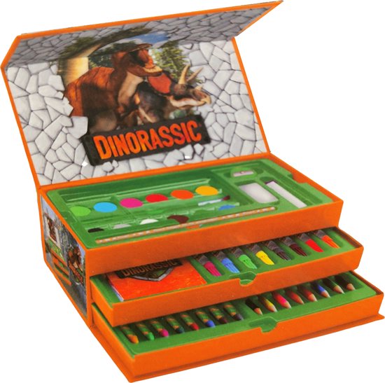 Dinorassic Kleur & Schilderkoffer - 42 Delig