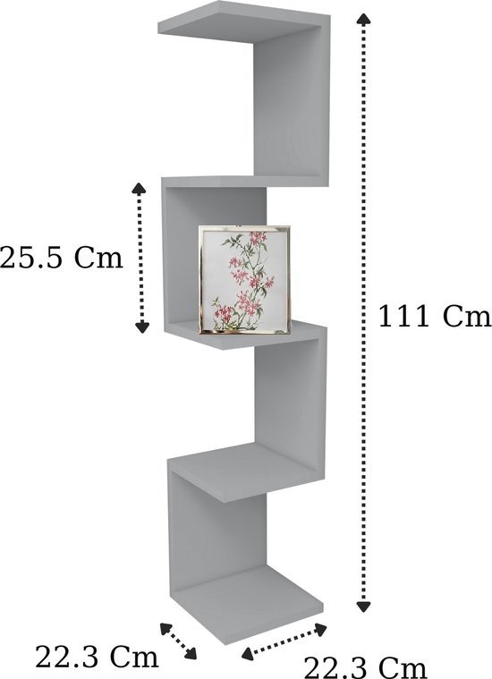 Hoekplank - zigzag wandplank - Boekenhoek met 5 Planken - Mdf Wit