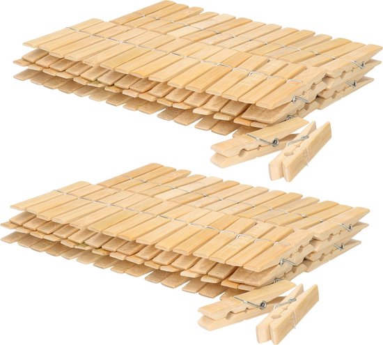 300 houten wasknijpers - Bamboe Hout - Zeer Stevig - Groot