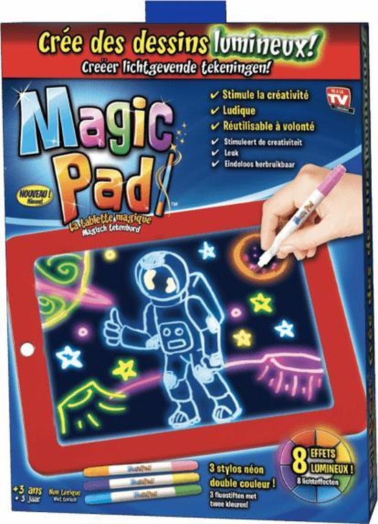 Magic Pad, magisch tekenbord – 30 sjablonen, 8 lichteffecten, drawing pad, malpad, tekentafel,