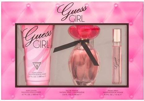 GUESS GIRL 3 PCS SET 3 4 EAU DE TOILETTE SPRAY 15 ML TRAVEL SPRAY 6 7 BODY LOTION