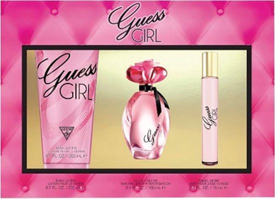 GUESS GIRL 3 PCS SET 3 4 EAU DE TOILETTE SPRAY 15 ML TRAVEL SPRAY 6 7 BODY LOTION
