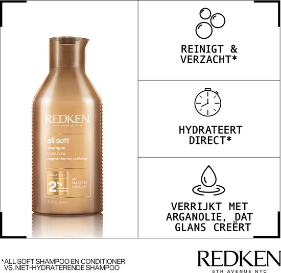 Redken All Soft Shampoo 500ml Normal Shampoo Women For All Hair Types