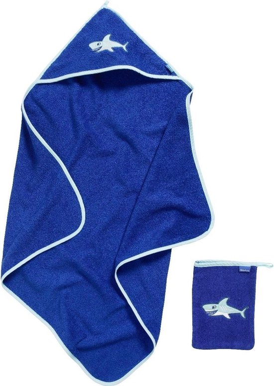 Playshoes badcape cadeauset haaien blauw