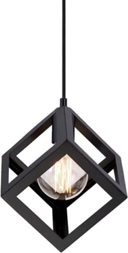 Zwarte Plafondlamp - decoratiev - industriële plafonniére - metaalen - E27 fitting - excl. lichtbron - Kroonluchter Hoogte (Lengte): 80 cm+- (Verstelbaar)