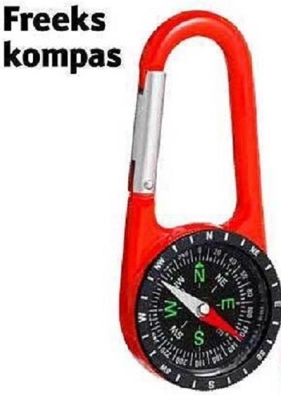 Freeks kompas rood Freek Vonk kompas op karabijnhaak