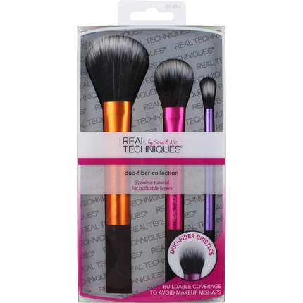 Real Techniques Duo Fiber Collection 3 Parts Make up Brush Set