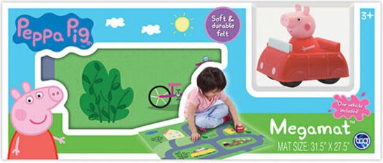 Megamat - Speelmat - Mega Mats - Peppa Pig speelkleed - Met 1x Peppa Pig Speelgoedauto