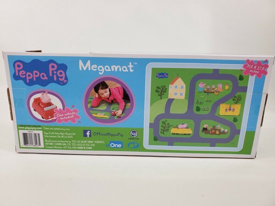 Megamat - Speelmat - Mega Mats - Peppa Pig speelkleed - Met 1x Peppa Pig Speelgoedauto