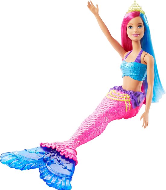 Barbie Dreamtopia Zeemeermin met roze en blauw haar - Barbiepop