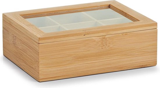 Zeller Present Houten theedoos 6 vaks - 6-vaks - Sorteervakken