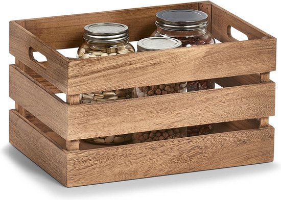 Zeller Present Houten kratjes stapelbaar - Hout - Stapelbaar & Nestbaar