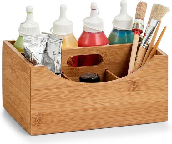 Zeller Present Bamboe opbergbak met handvat - Hout - Sorteervakken & Duurzaam