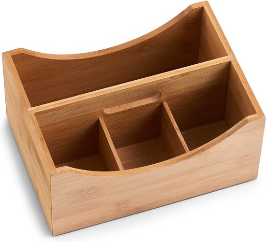 Zeller Present Bamboe opbergbak met handvat - Hout - Sorteervakken & Duurzaam