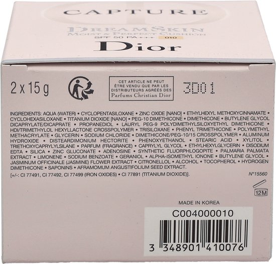 Dior Capture Dreamskin Moist & Perfect Cushion Spf50 Pa+++ 010 Ivory