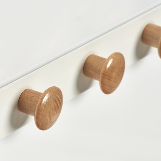 Zeller Present Deurkapstok opdekdeur 5 haken - Wit - Ophangen zonder boren