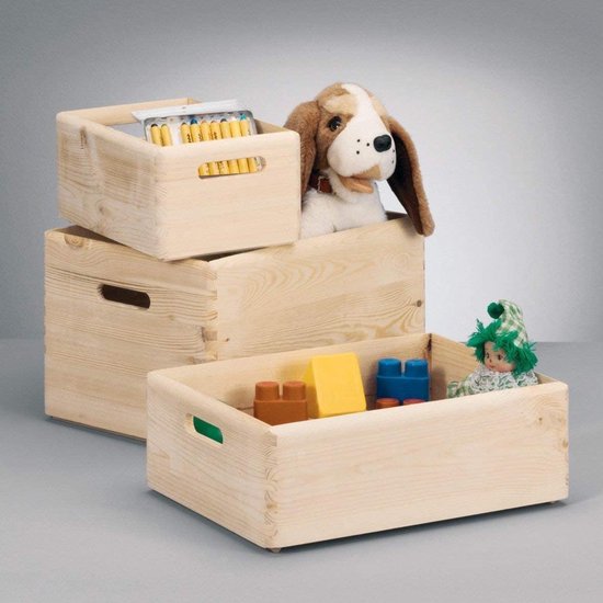 Zeller Present Houten opbergbox 40 x 30 x 15 cm - Hout - Sorteervakken, Stapelbaar, Klaar voor gebruik