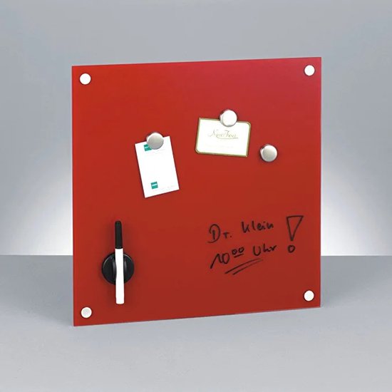 Zeller, klembord, glas, rood, notitie bord, Magneetbord, ca. 40x40x2cm