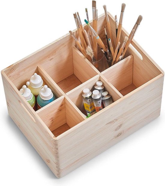 Zeller Present Houten krat 40 x 30 x 24 cm - Hout - Sorteervakken, Stapelbaar, Klaar voor gebruik