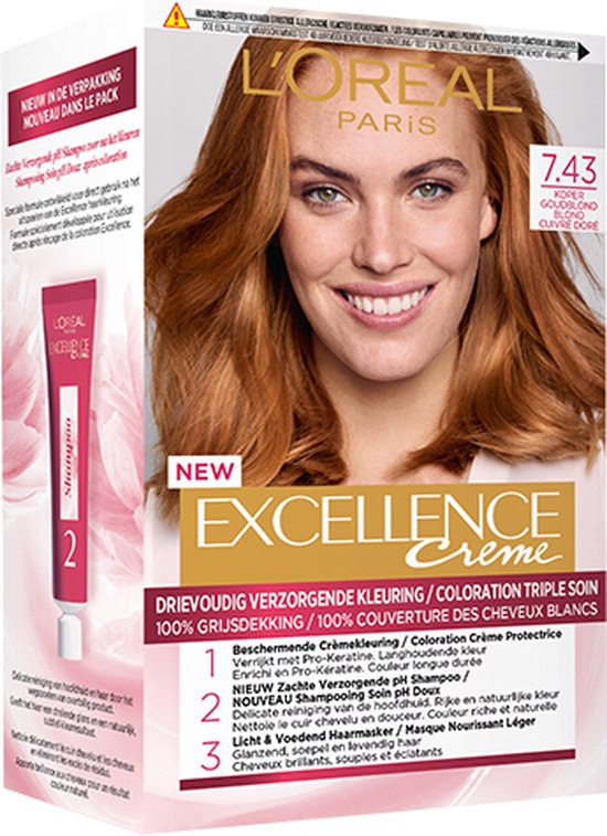 L’Oréal Paris Excellence Crème Haarverf - 7.43 Koper Goudblond