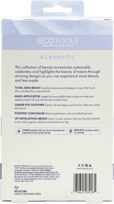 Make-up Borstel set Ecotools Elements Water Hydro-Glow (5 pcs)