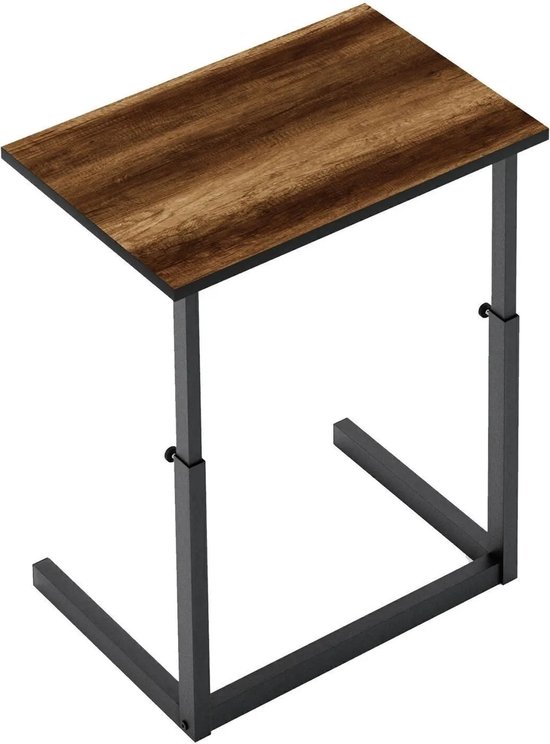 In Hoogte Verstelbare Salontafel, Hoogte: 47-73 cm, Bijzettafel, Laptopstandaard, Studeerbureau, Computerbureau, 40x60x73 cm, Okkernoot
