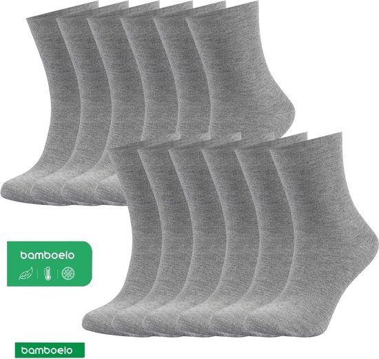 Nestly - Bamboelo Socks - 12 paar Bamboe Sokken - Bamboe Sokken - Maat 43/46 - Grijs - Naadloze Sokken - 90% Bamboe