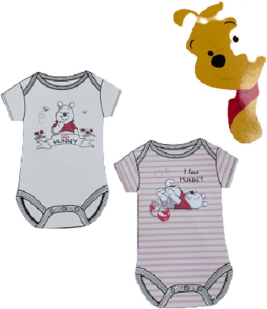 Disney Winnie the Pooh 2 rompertjes - roze- 68-74