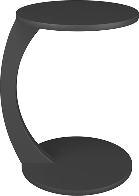 Bijzettafel - Bijzettafel met wielen - Bedtafeltje met Wielen - Tafeltje op Wieltjes - Ronde Bijzettafel - Antraciet