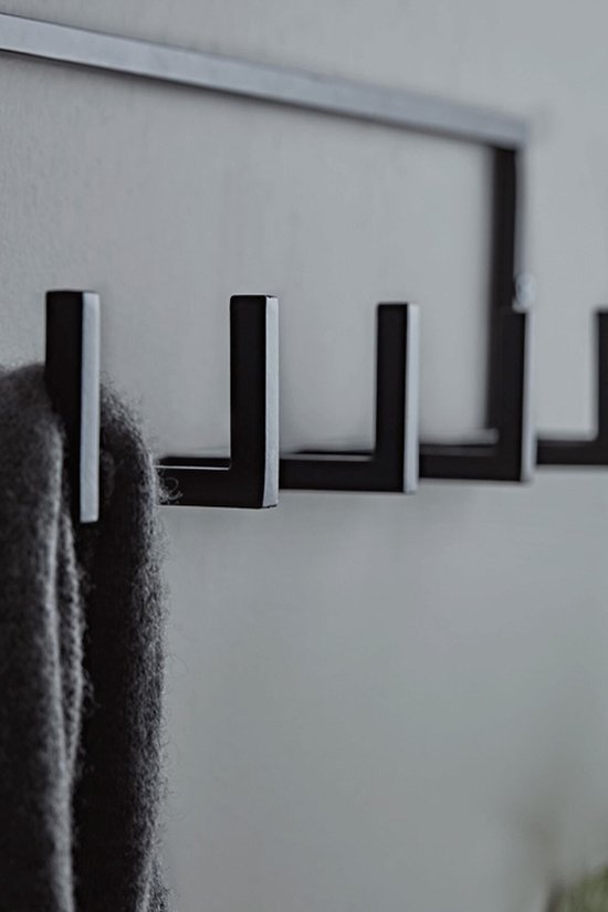 60cm - 7 Haaks Wandkapstok - Muur / Wand Kapstok - Hangende Design Muurkapstok - Handdoekrek - RVS - Mat Zwart