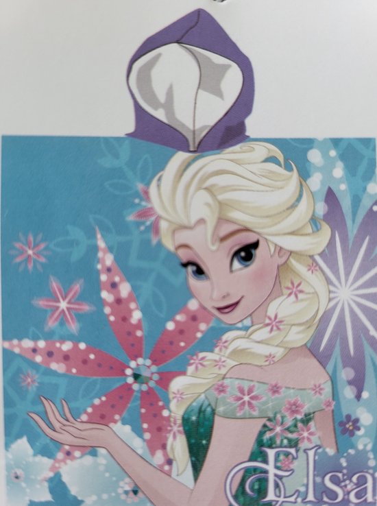 Frozen dubbelzijdige badponcho 52 x 55 cm Anna En Elsa - Badponcho 100% katoen met capuchon