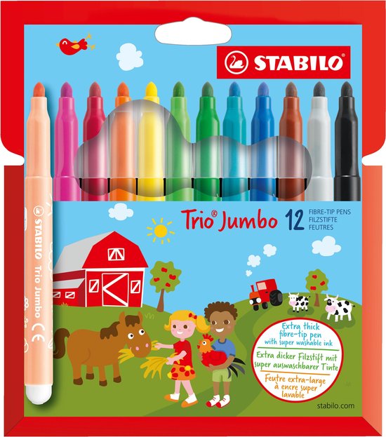 STABILO Trio Jumbo XXL Viltstiften -Etui 12 Kleuren