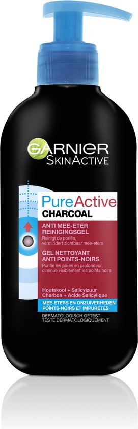 Garnier SkinActive Fure Active 3-in-1 Charcoal Gezichtsreiniger Anti mee-eters - 200 ml
