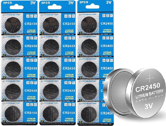 Maxenza CR2450 Lithium Batterijen - 15 Stuks - Knoopcel Batterijen - 3 Volt