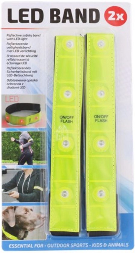 ReflectiveSport | Reflectie armband | Reflecterende armband | Set van 2 | LED verlichting | Fluorgeel