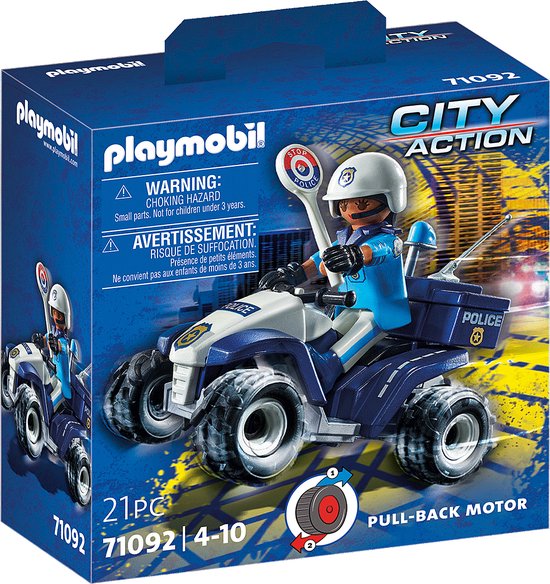 Voertuig Speelset Playmobil Speed Quad City Action 71092 Politie (21 pcs)