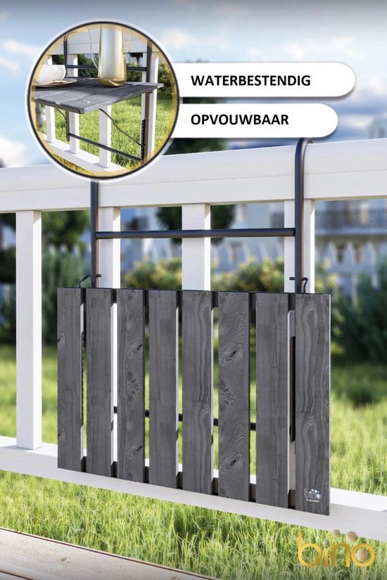 Hangende Klaptafel - Inklapbaar in hoogte verstelbaar - Hangtafel - Terrastafel - Opklapbare Balkontafel - Keukentafel - Balkontafel Inklapbaar - Bijzettafel – Buiten Tafeltje Klaptafel - 40 x 60 cm