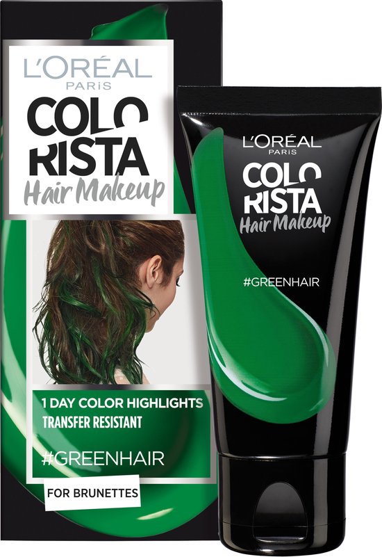 Loreal Paris Colorista Hair Makeup Green - 1 Dag Haarkleuring