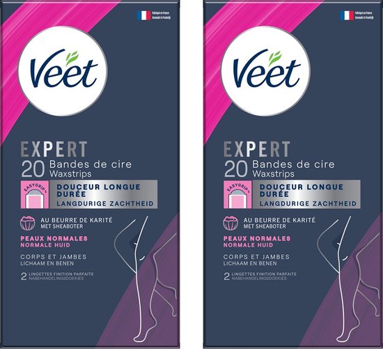 Veet Expert Ontharingsstrips - Lichaam & benen - Normale huid - 20 stuks - 2 stuks - Voordeelverpakking