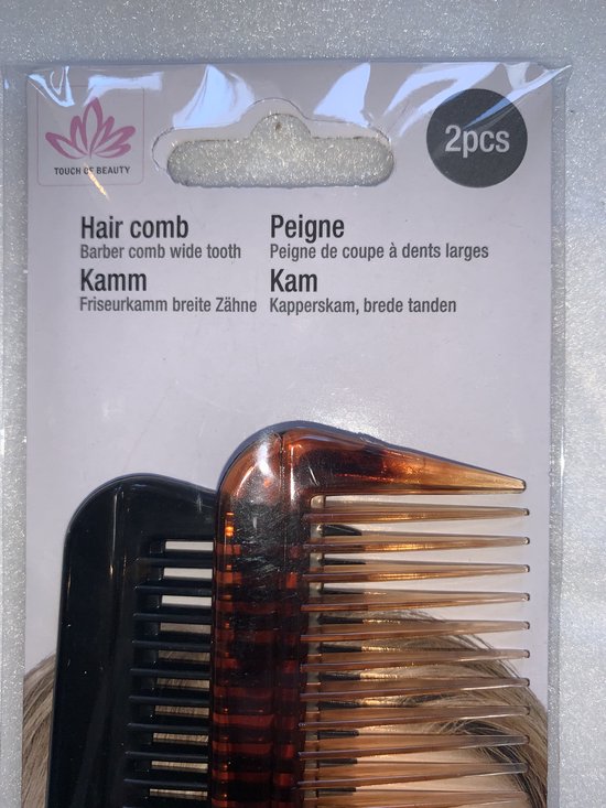Haar Kam 2 Stuks Zwart en Bruin PLastic Kunststof - 20cm