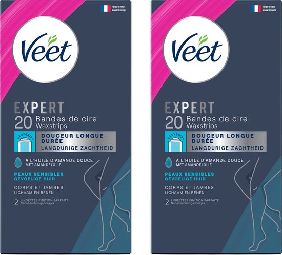 Veet Expert Ontharingsstrips - Lichaam & benen - Gevoelige huid - 20 stuks - 2 stuks - Voordeelverpakking