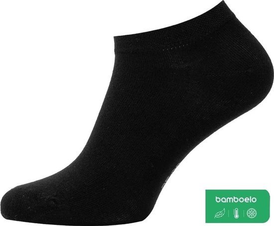Sneaker Socks - Sneakersokken 6 Paar - Zwart - Dames & Heren - Bamboe Sokken - Kort Sokken - Antibacterieel - Maat 43/46