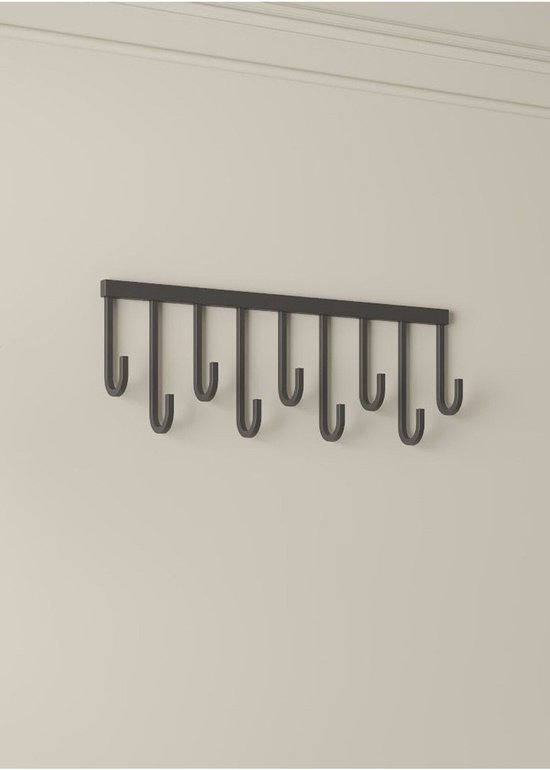 Wandmontage Kapstok - Decoratieve 9 Haken - IJzeren Muurkapstok - Metalen Kapstok - Kledinghanger - Wandgemonteerde hanger - 60 cm - Zwart