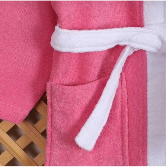 Kinderbadjas voor Jongens en Meisjes - Kinderbadjas - Gekleurde Badjas - Katoenen Badjas - Roze - 9/10 Jaar