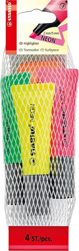 STABILO NEON markeerstift - Etui 4 kleuren