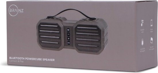 BRAINZ Power Cube Bluetooth Speaker - Extra Bass - Draaghendel - Taupe