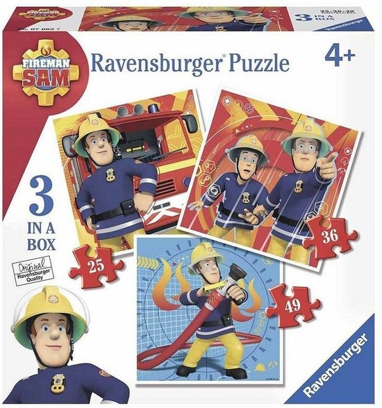 Ravensburger 3in1 Puzzel Brandweerman Sam 25-49 Stukjes - tan