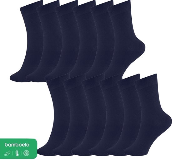 Nestly - Emre Socks - 12 Paar - Bamboe Sokken - Dames en Heren - Zakelijk en Dagelijks Leven - Lange Sokken - Antibacterieel Sokken - Zacht en Ademend - Luxe Marineblauw - Maat 43/46